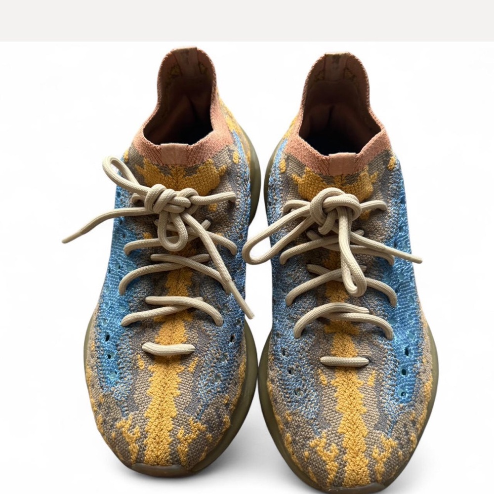 Yeezy Multicolor Knit Sneakers - Blue, Yellow, Tan